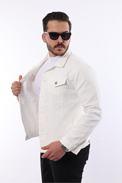 comstar Ανδρικό τζιν με γιακά πόλο εφαρμοστό τζιν λευκό τζιν μπουφάν