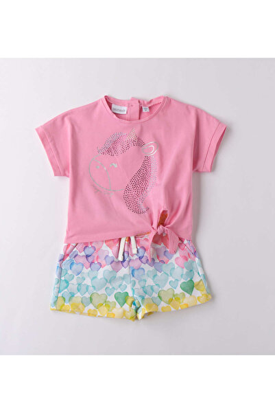 Sarabanda - Cotton T-shirt and Shorts Set - 2 pieces, Turquoise, Pink, 104 cm