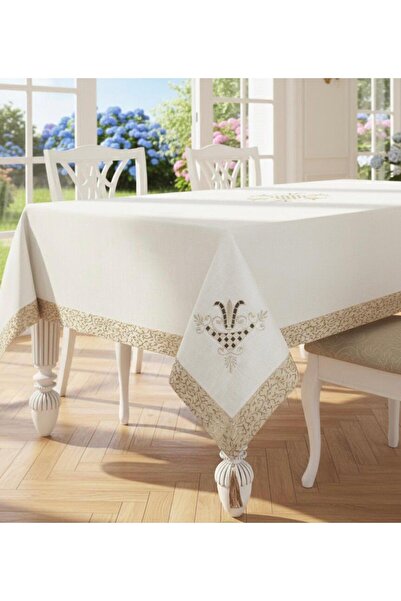 alinastore Embroidered Striped Table Cloth (160X220)