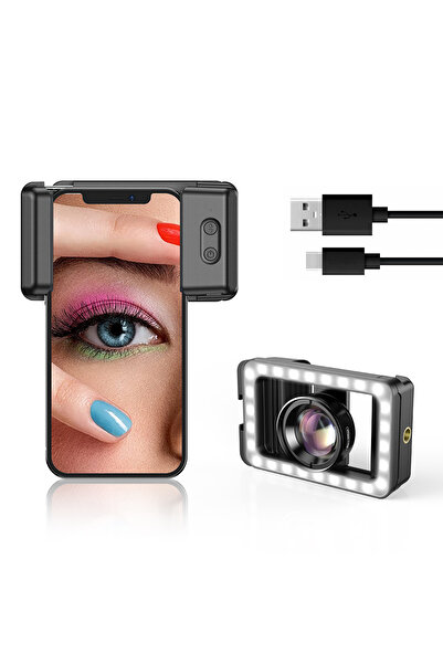 APEXEL HD 100mm Profesyonel Yakın Çekim Makro Yakın Çekim Lensi ve 3 Renkli Dolgu Işığı Kiti APL-HB