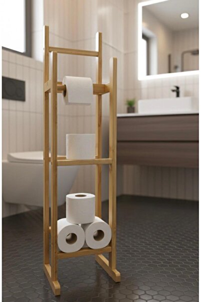 Coş Ev Mutfak حامل ورق التواليت من الخيزران مع قاعدة