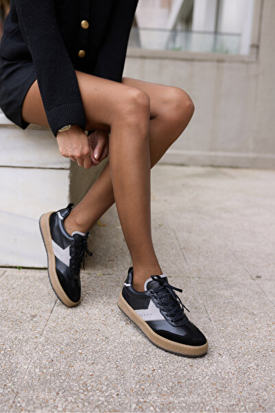 ANGELİNA JONES Γυναικεία μαύρα αθλητικά παπούτσια CORIA από γνήσιο δέρμα με κ...