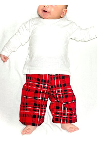 Drop Kids Children's Baby Pajama Set Long Sleeve Plaid Red