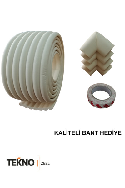 teknozeel Kauçuk Krem Renk Geniş Kenar Ve 4 Adet Köşe Koruyucu 2 Metre Bebek ...