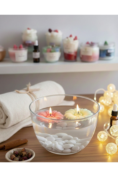 Lumine Glow Atelier El Yapımı Yüzen Çiçek Mum – Su Üstü Mum