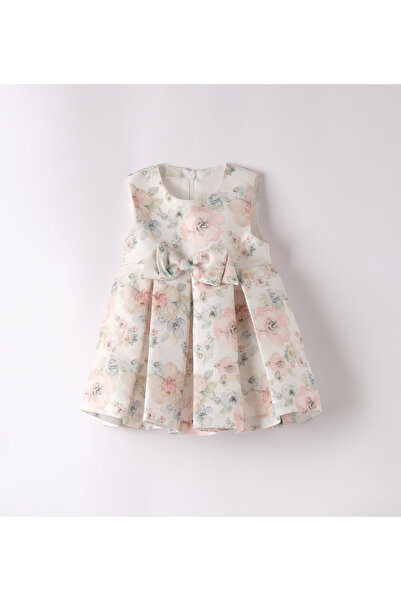 İDO Rochie fără mâneci cu model floral, Roz pastel / Verde pal / Alb-gălbui, ...