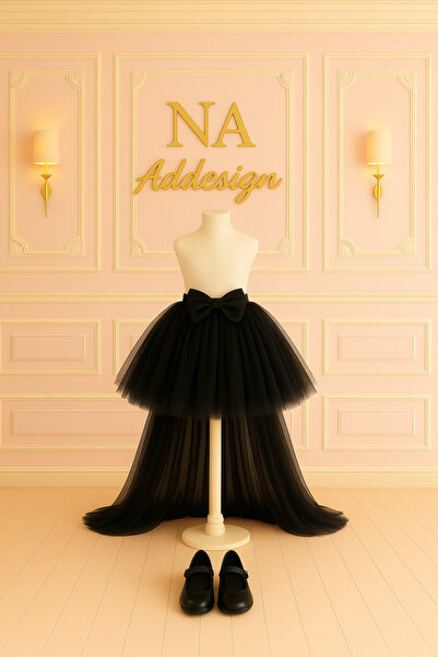 NA ADDESIGN Fluffy Tutu Skirt with Tail – Lining Elastic Waistband, Bow Buckle (7 Colors)