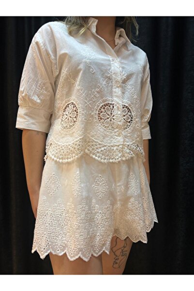 Elit Butik Embroidered Shorts and Shirt Set