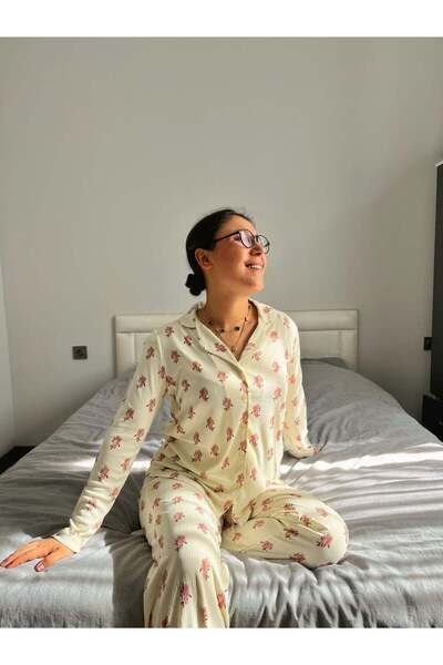 Marka Belle Pegasus Fabric Front Buttoned Pajama Set