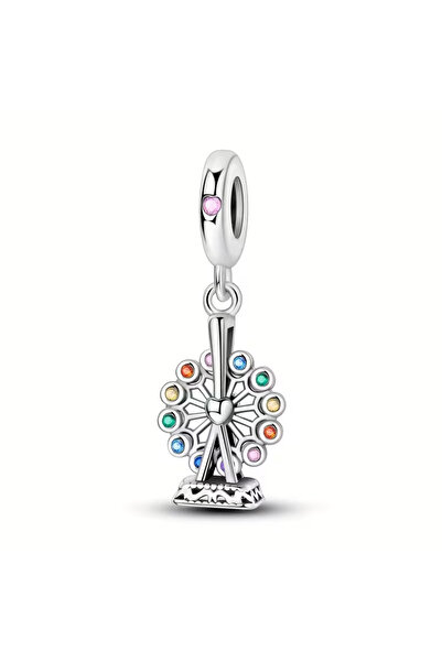 Singularis Renkli Zirkon Taşlı Dönme Dolap Charm | Gümüş Kaplama Kolye Bilekl...