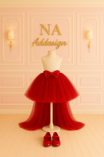 NA ADDESIGN Fluffy Tutu Skirt with Tail – Lining Elastic Waistband, Bow Buckle (7 Colors)