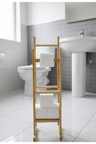 Coş Ev Mutfak Bamboo Footed Toilet Paper Holder