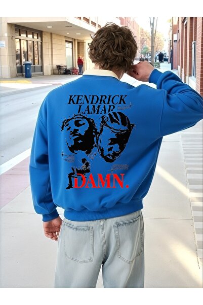 ArtYus Unisex Long Sleeve Kendrick Transfer Printed Plus Size Crew Neck Sweatshirt