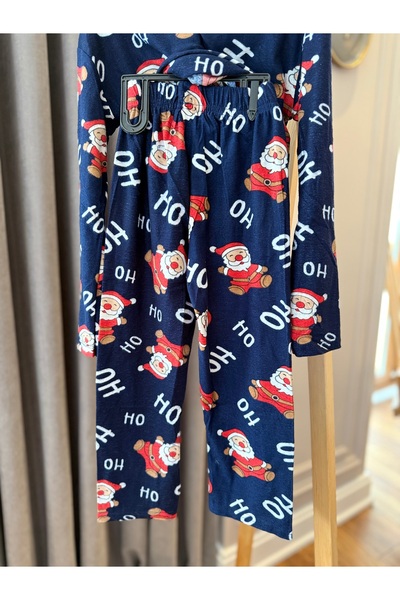 Baby Aden New Year's Christmas Santa Claus Pajama Party Ribbed Knit Girls' Pajama Set with Teddy Bear