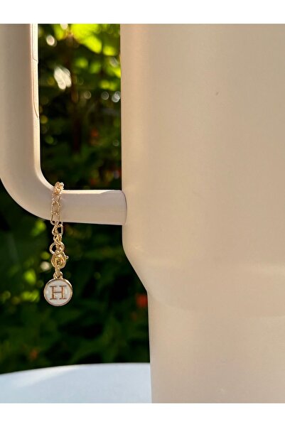 YuccaCo Accessorize Your Life White Thermos Compatible Accessory with Letter H/Letter H Thermos Charm/Letter Thermos Ornament