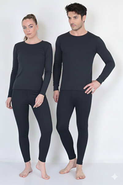 Isıl Termal | Winter Comfortable Thermal Lcral Cotton Bottom and Top Set (Anthracite 1 Piece)