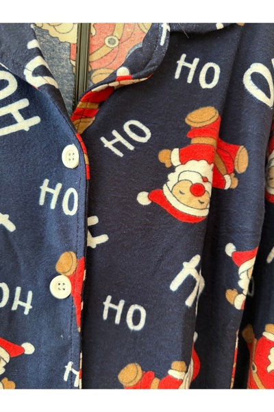 Baby Aden New Year's Christmas Santa Claus Pajama Party Ribbed Knit Girls' Pajama Set with Teddy Bear