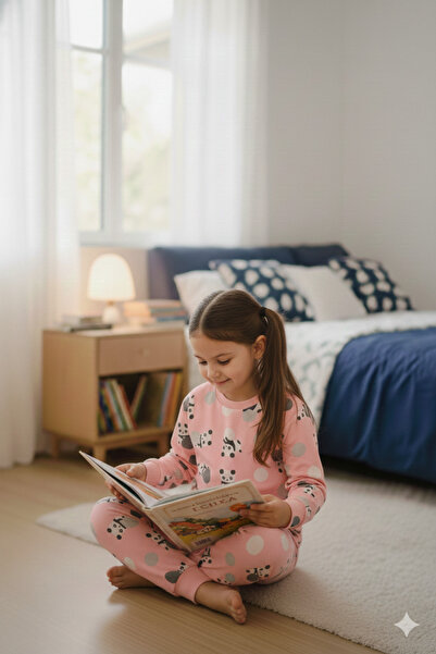 bunny hopp Σετ πιτζάμες για κορίτσια με σχέδιο Panda 100% βαμβακερό interlock