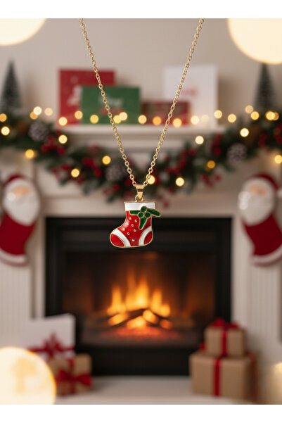 LUNEVORA قلادة على شكل جورب من الفولاذ لعيد الميلاد