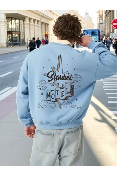 ArtYus Unisex Long Sleeve Stardust Motel Transfer Printed Plus Size Crew Neck Sweatshirt