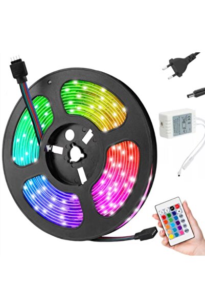 OEM Bandă LED RGB 5 m cu telecomandă și transformator – 300 LED-uri, IP65, lumină multicoloră pentru interior și exterior