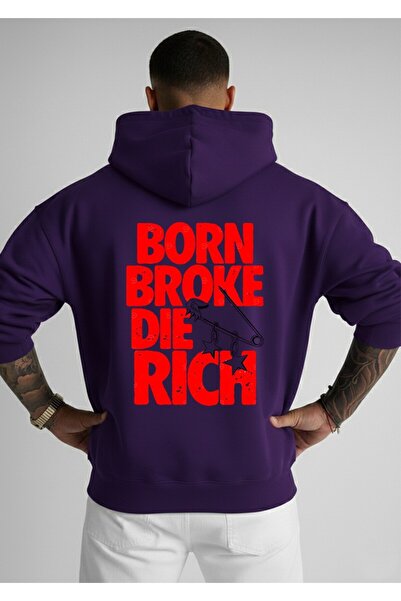 LORVEX Hanorac supradimensionat tricou din bumbac cu glugă, imprimeu BORN BROKE