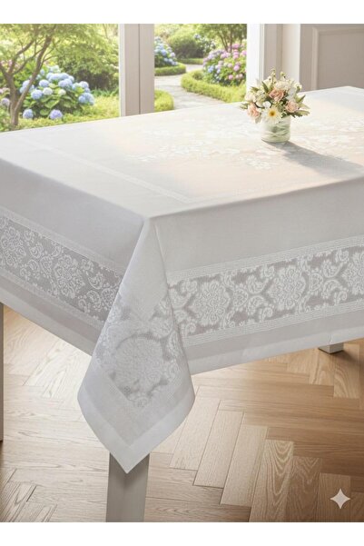 alinastore غطاء طاولة جاكار مقاوم للماء كبير الحجم (160×220)