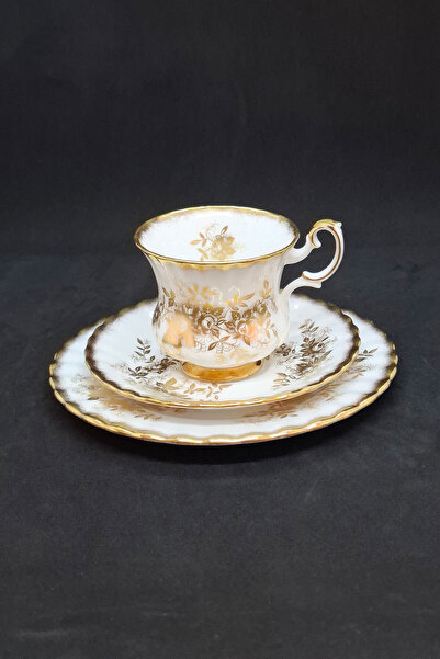 Royal Albert Antoinette Bone China Porcelain Double Coffee Cup and Saucers 3 Pieces 120 ml