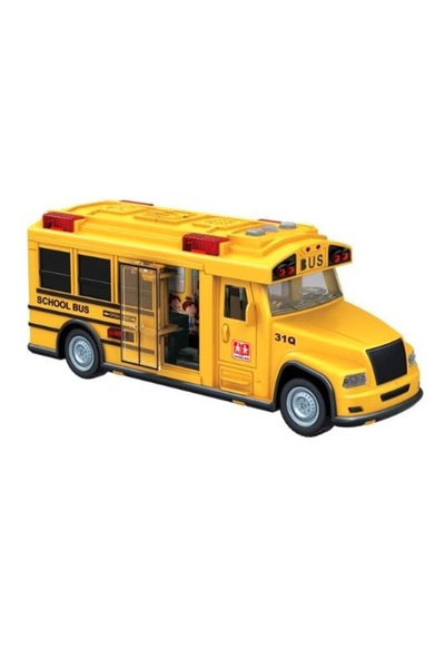 OEM Yellow school bus toy with an opening door and a STOP sign, lights and sounds
