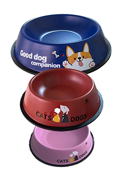 mywarehouse 1Adet Kedi & Köpek Renkli Çelik Mama ve Su Kabı 16 cm (250ml)