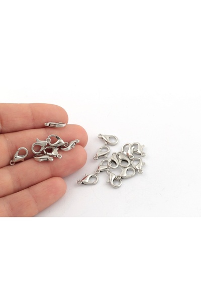 FlowerAksesuar 50 Adet - Çelik Papağan Klips, Çelik Takı Klipsi, Paslanmaz Takı Kilidi, Nikel