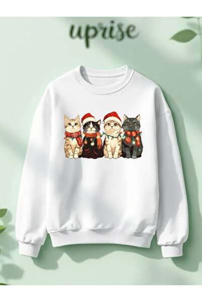 Vordevia سويت شيرت كاتي لعيد الميلاد مطبوع مصنوع من القطن بثلاثة خيوط وياقة د...