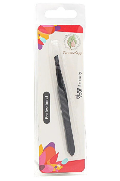 Femmelogy ملقط احترافي ذو طرف مستقيم من الفولاذ المقاوم للصدأ، منظف للريش الغارق والرفيع، أسود