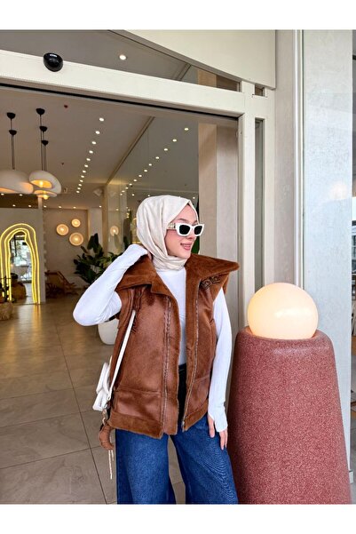 Nsade Ensade Plush Lined Belt Detailed Oversized Women's Leather Coat