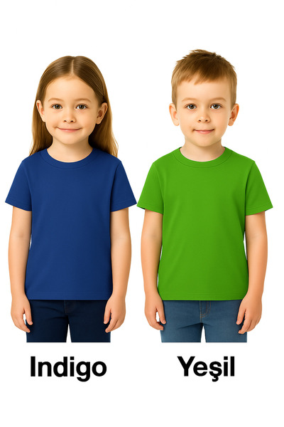 Mcrkids SET DE 2 TRICOU BAZIC CU Gâtul Bicicletă, LEMNIT, CU MÂNĂ SCURTĂ, PEN...