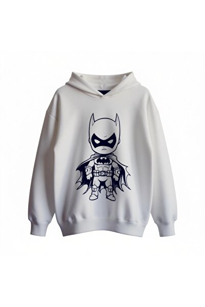 Batman Logolu Erkek Çocuk Kapüşonlu Sweatshirt %100 Pamuk Kalın