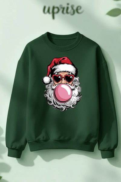 Vordevia سويت شيرت سانتا كلوز لعيد الميلاد مطبوع من القطن ذو قصة فضفاضة خيوط ...