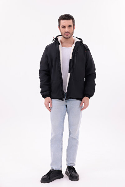 MYRAB DENİM Men's Fur Water and Windproof Hooded Winter Coat & Coat & Parka