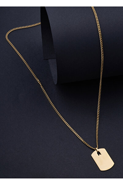 Atolyewolf Altın Kaplama Büyük Plaka Kolye