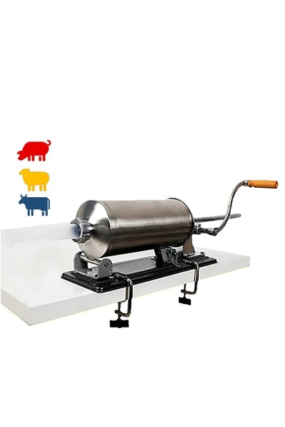 Micul Meserias Masina de Umplut Carnati, Carnatar Inox, 4 Kg, Orizontal, 5 Palnii Incluse, VNS-O4