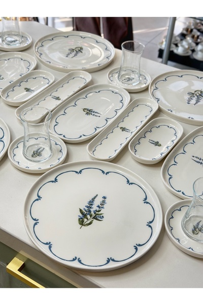 cicizuccaciye Okaiptus 29 Parça 6 Kişilik Porselen Kahvaltı Takımı