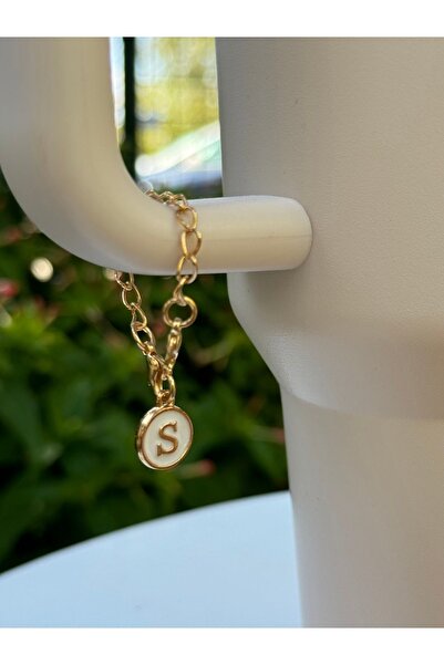 YuccaCo Accessorize Your Life White Thermos Compatible Accessory with Letter S/Letter S Thermos Charm/Letter Thermos Ornament