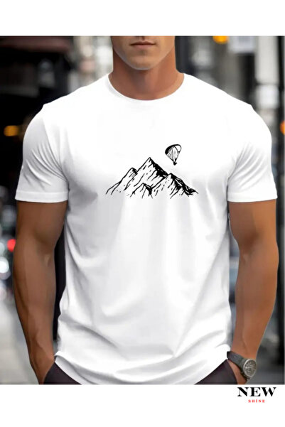 New Shine تي شيرت ماونتن مطبوع قصة فضفاضة