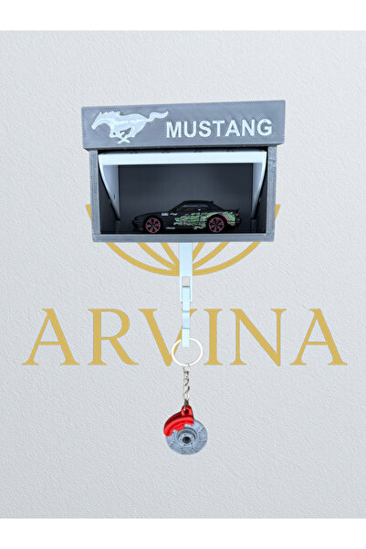 Arvina Atelier Mustang 3D Duvar Anahtarlık Askısı ve Mini Garaj Standı | Deko...