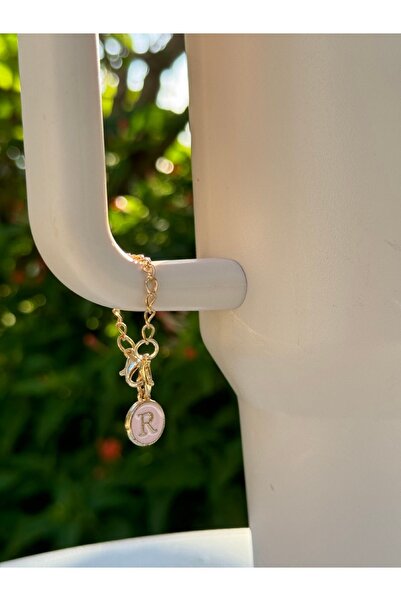 YuccaCo Accessorize Your Life Pink Thermos Compatible Accessory with Letter R/Letter R Thermos Charm/Letter Thermos Ornament