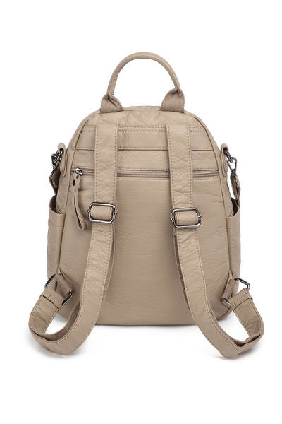 Hüvendo Barcelona Medium Size Multi-Pocket Shoulder Strap Sports and Casual Women's Backpack Light Mink