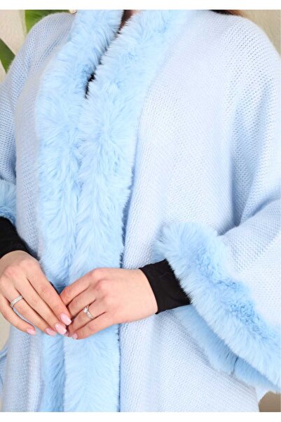 SALTİX Knitwear Fleece-Lined Fur Poncho