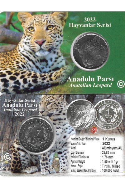 emir koleksiyon coin & paper collection 2022 Hayvanlar Serisi Anadolu Leoparı...