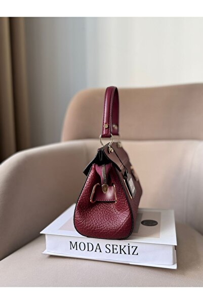 Moda Sekiz Women's Premium Quality Lock Detail Accessory Crossbody Hand and Shoulder Bag