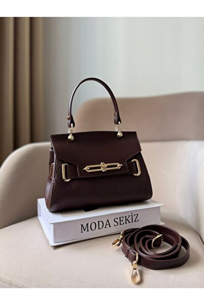 Moda Sekiz Women's Premium Quality Lock Detail Accessory Crossbody Hand and Shoulder Bag